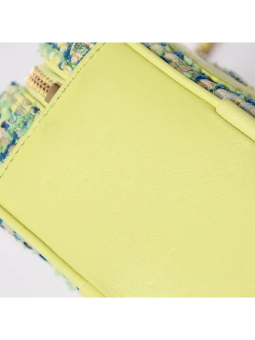 Chanel CC Mania Small Camera Bag CC Logo Lime Green Multicolor Tweed Lambskin